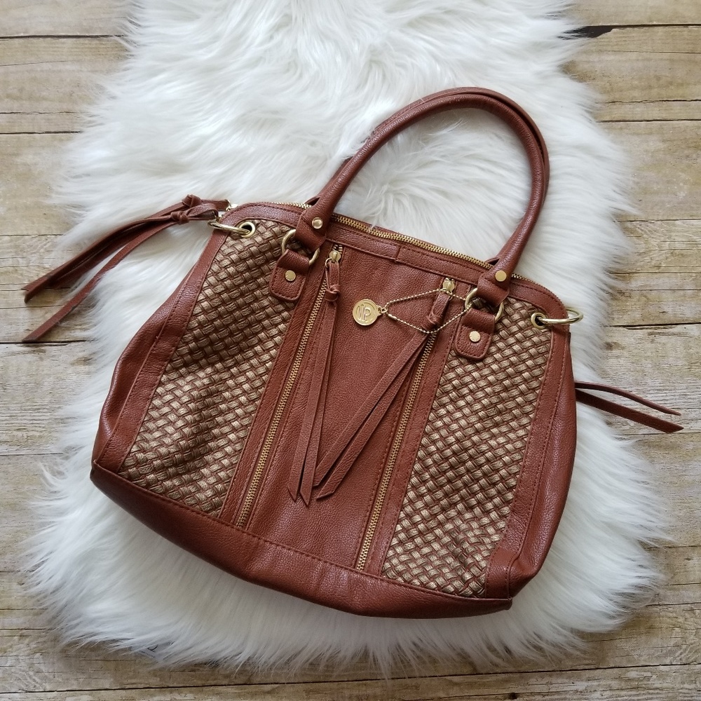 BIG BUDDHA TWEED DETAILS PRINT TASSEL SHOULDER BAG